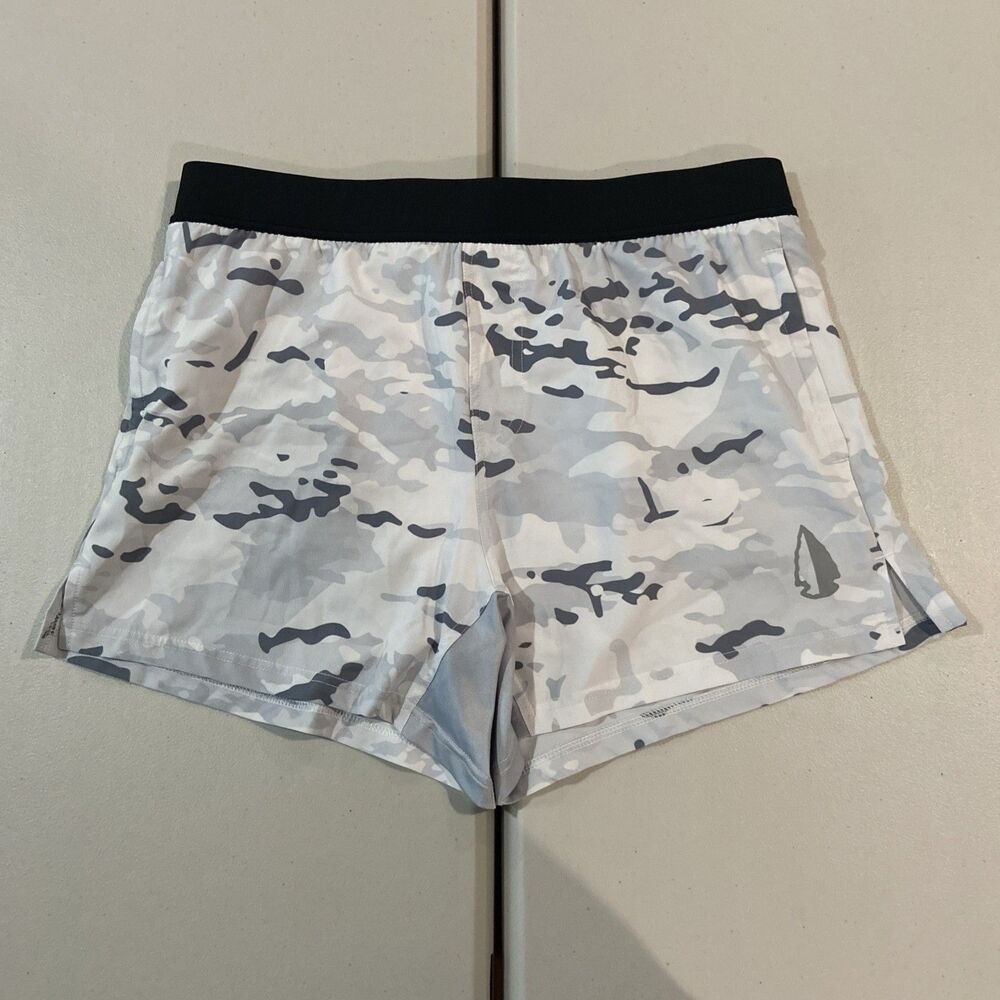 TACHUNTFISH Shorts Mens XL White Camo 4" Inseam Lined Running Training Athletic